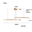 Minimalist wood led natural stone round linear chandelier dining room