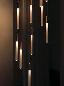 Modern gold led nordic cylinder chandelier staircase pendant light