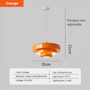 Modern tiered white orange & green pendant lights dining room