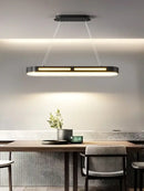 Modern black rectangular led office chandelier dining room light