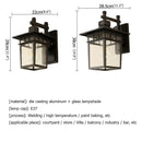 Retro black iron outdoor wall lamp clear glass lantern for patio