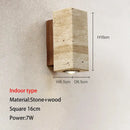 Wabi-sabi stone and wood outdoor wall lamp garden sconce