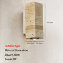Wabi-sabi stone and wood outdoor wall lamp garden sconce