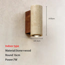Wabi-sabi stone and wood outdoor wall lamp garden sconce