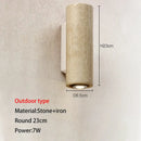 Wabi-sabi stone and wood outdoor wall lamp garden sconce