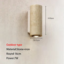 Wabi-sabi stone and wood outdoor wall lamp garden sconce