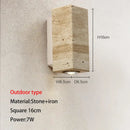 Wabi-sabi stone and wood outdoor wall lamp garden sconce