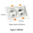 Modern rectangular white & black led panel lamp bathroom downlight