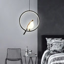 Modern minimalist gold & black bird led pendant lamp bedroom light