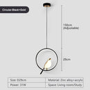Modern minimalist gold & black bird led pendant lamp bedroom light