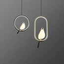 Modern minimalist gold & black bird led pendant lamp bedroom light