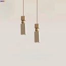 DecorBites™ LED Pendant Lamp Mid Century Modern Decor Yellow Travertine Wood Hanglamp