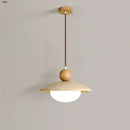 Minimalist beige and wood led pendant lamp kitchen hanging light