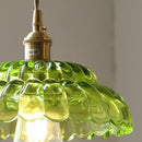 DecorBites™ LED Pendant Lamp with Adjustable Wire, Copper Socket, Walnut Wood, Green Glass