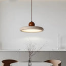 Minimalist yellow stone and wood led pendant lamp dining room