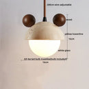 Minimalist yellow stone and wood led pendant lamp dining room