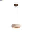Wabi sabi yellow travertine led pendant lamp kitchen circular light