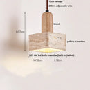 Nordic yellow travertine stone and wood pendant light dining room