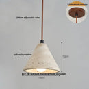 Minimalist off-white concrete and wood led pendant lamp dining room