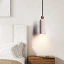 Minimalist off-white concrete and wood led pendant lamp dining room