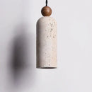 Minimalist off-white concrete and wood led pendant lamp dining room