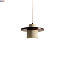 Yellow travertine wood led pendant lamp dining room minimalist light