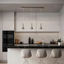Modern brushed nickel led pendant light for dining room