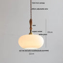 DecorBites™ LED Pendant Light Ash Wood White Ceramic Japanese Style Hanging Lamp