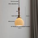 DecorBites™ LED Pendant Light Ash Wood White Ceramic Japanese Style Hanging Lamp