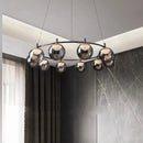 Modern black metal led pendant light chandelier dining room