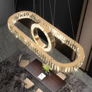 Modern gold oval crystal led pendant light dining room chandelier