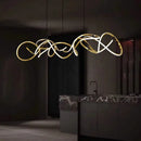 Modern golden curved led pendant light for dining room