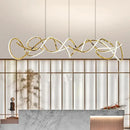 Modern golden curved led pendant light for dining room