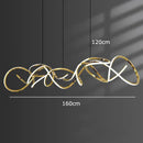 Modern golden curved led pendant light for dining room