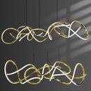 Modern golden curved led pendant light for dining room