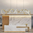 Modern golden curved led pendant light for dining room