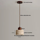 DecorBites™ LED Pendant Light Fixture Modern Wood Canopy Yellow Travertine Luminaire