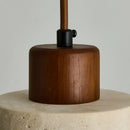 DecorBites™ LED Pendant Light Fixture Modern Wood Canopy Yellow Travertine Luminaire