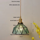 Vintage brass and textured glass pendant light fixture dining room