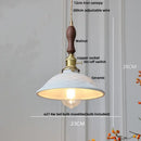 DecorBites™ LED Pendant Light Fixture Walnut Wood Ceramic Knob Switch Hanging Lamp