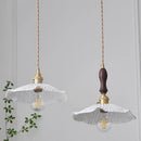 DecorBites™ LED Pendant Light Fixture Walnut Wood Ceramic Knob Switch Hanging Lamp