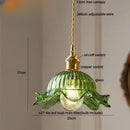 Vintage green glass & brass led pendant light – dining room