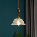 Modern patterned glass led pendant light kitchen wood and brass