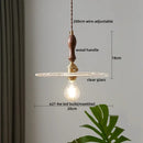Modern patterned glass led pendant light kitchen wood and brass