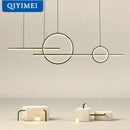Modern minimalist black led pendant light for kitchen and dining room