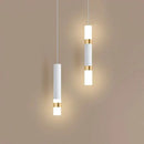 Modern black & gold led pendant light dining room cylindrical lamp