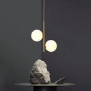 Modern gold 3-light led pendant glass globe lighting for bedroom