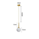 Modern gold 3-light led pendant glass globe lighting for bedroom