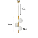 Modern gold 3-light led pendant glass globe lighting for bedroom