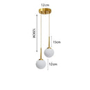 Modern gold 3-light led pendant glass globe lighting for bedroom